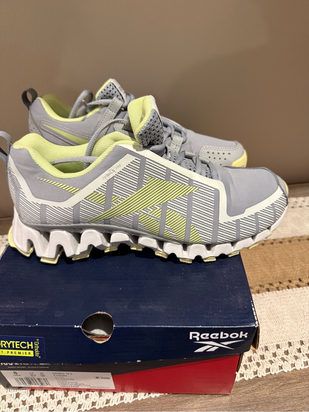 Reebok Gray & Lime Green Women's Zigtech Sneakers